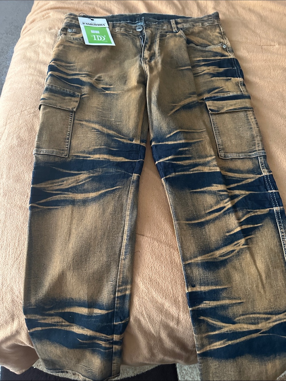 Men's Washed Brown & Navy Cargo Pants
